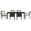 vidaXL Garten Essgruppe mit Kissen 7 pcs Schwarz Poly-Rattan