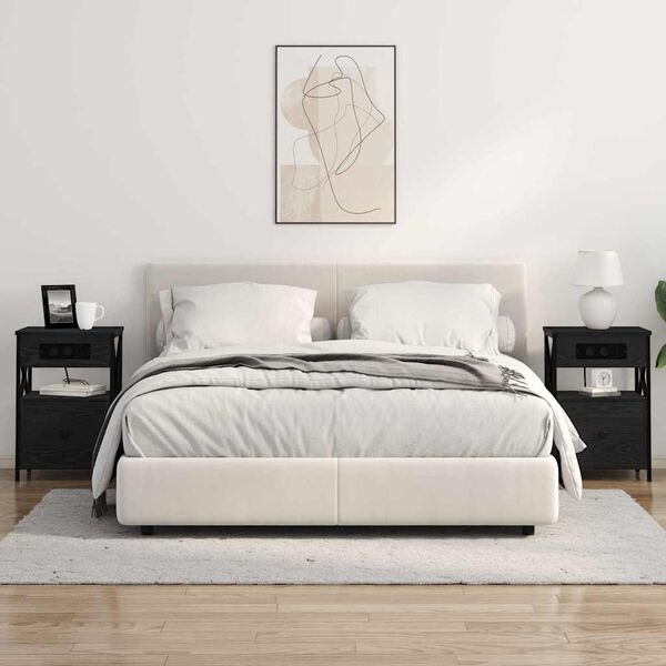 vidaXL Nachttisch 2 pcs Schwarz Eichen-Optik 40 x 31 x 60 cm