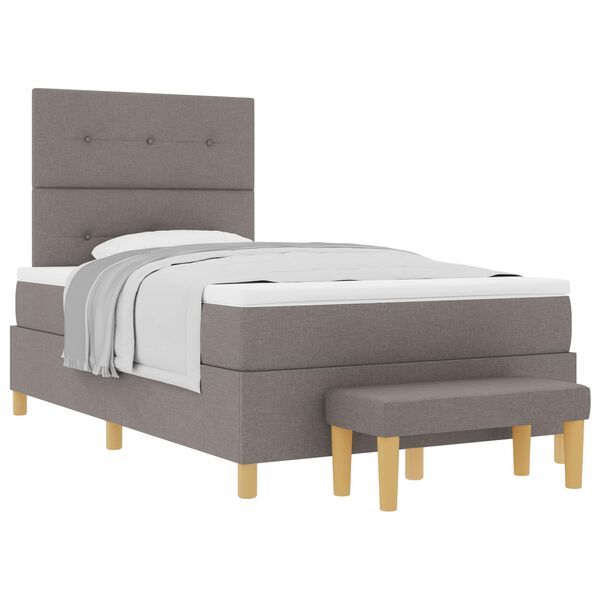 vidaXL Boxspringbett mit Matratze Taupe 120 x 190 cm Stoff