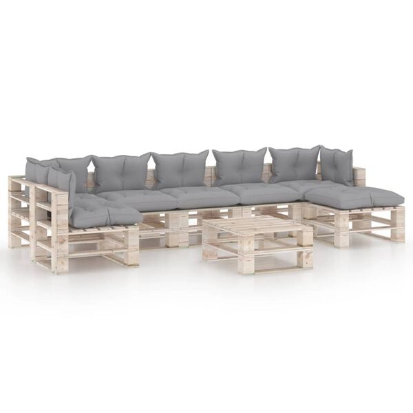 vidaXL 8-tlg. Garten-Lounge-Set aus Paletten mit Kissen Kiefernholz