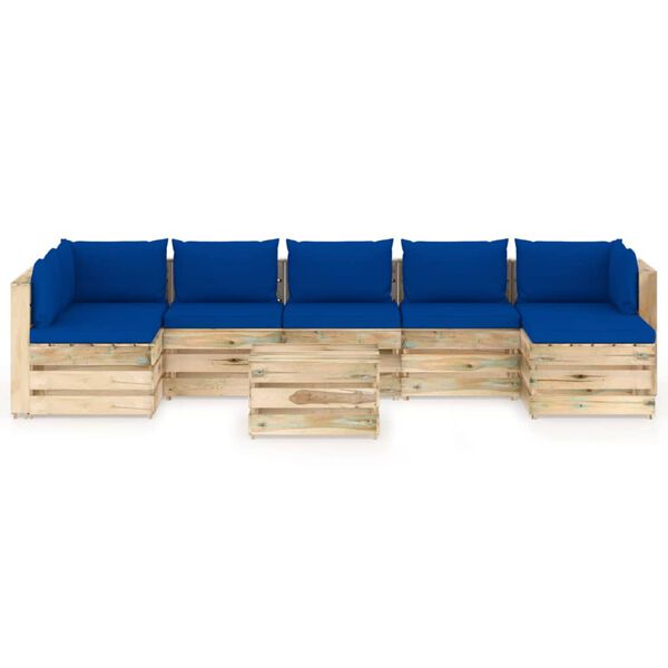 vidaXL 8-tlg. Garten-Lounge-Set mit Kissen Gr&uuml;n Impr&auml;gniertes Holz