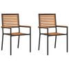 vidaXL Garten Stapelst&uuml;hle 2 stk. Schwarz Massivholz Akazie