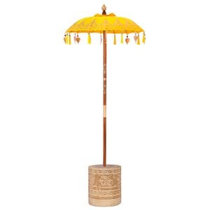 vidaXL Balinesischer Sonnenschirm mit Sockel Gelb 95 x 95 x 260 cm