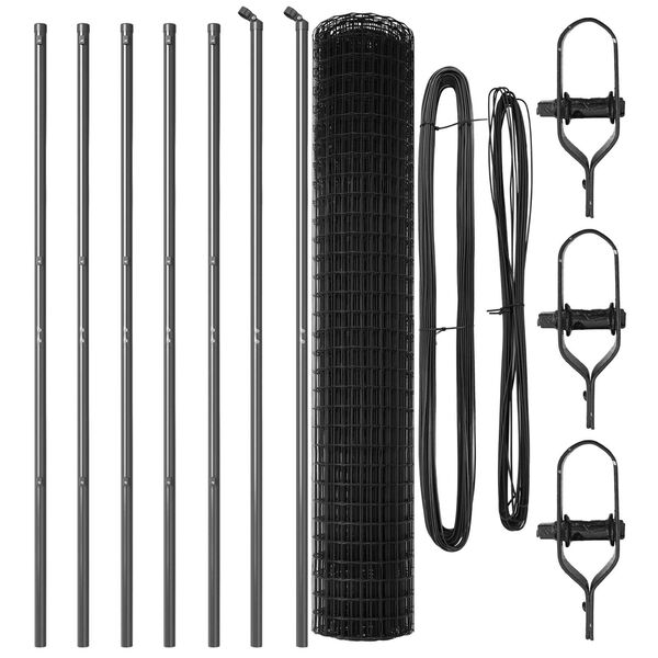 vidaXL Zaun mit Pfosten Grau 1,5 x 10 m Stahl und PVC