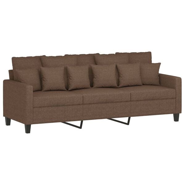 vidaXL 3-Sitzer-Sofa mit Hocker Braun 180 cm Stoff