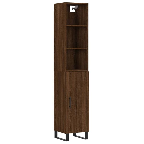 vidaXL Highboard Braun Eichen-Optik 34,5x34x180 cm Holzwerkstoff
