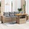 vidaXL 5-tlg. Garten-Sofagarnitur mit Kissen Beige Poly Rattan