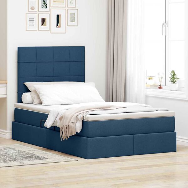 vidaXL Bett mit Stauraum und LED Blau 120 x 200 cm Polyester