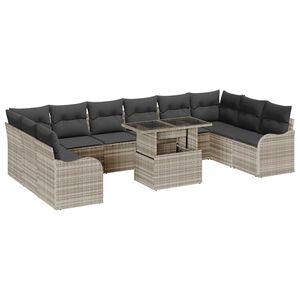 vidaXL Gartensofa-set mit Kissen 11 pcs Hellgrau Poly Rattan