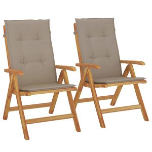 vidaXL Klappst&uuml;hle mit Kissen, 2 St&uuml;ck, Massivholz Teak