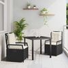 vidaXL Garten Essgruppe 3 pcs Schwarz Poly-Rattan