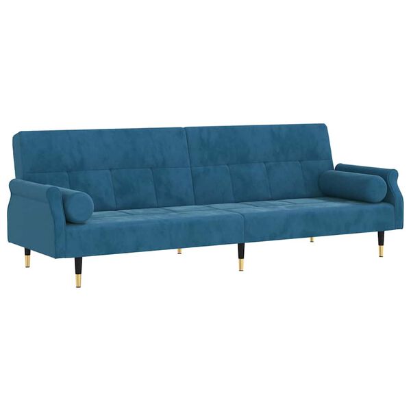 vidaXL Schlafsofa mit Kissen Blau Samt