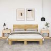 vidaXL Massivholzbett mit Kopfteil ohne Matratze 160x200 cm Eichenholz