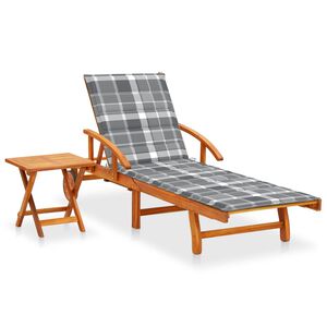 vidaXL Sonnenliege mit Tisch und Auflage Akazie Massivholz