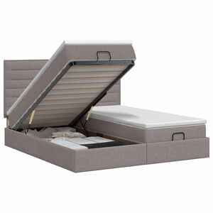 vidaXL Ottoman Bett mit Matratze mit Kopfteil 2 Stk. Taupe Stoff