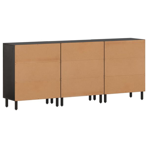 vidaXL Beistellschr&auml;nke 3 Stk. Schwarz 60x33x75 cm Massivholz Mango