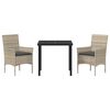 vidaXL Garten Essgruppe mit Kissen 3 pcs Hellgrau Poly-Rattan