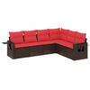 vidaXL 6-teiliges Gartensofa-Set mit Kissen, braun, Polyrattan