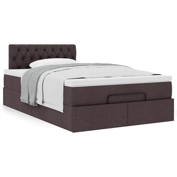 vidaXL Ottoman-Bett mit Matratze Dunkelbraun 120x190 cm Stoff