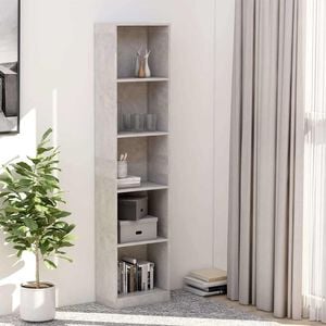vidaXL B&uuml;cherregal 5 F&auml;cher Betongrau 40x24x175 cm Holzwerkstoff