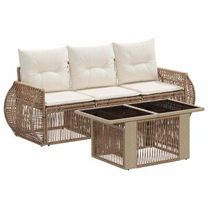 vidaXL Gartensofa-set 4 stk. Beige und Cremewei&szlig; Poly-Rattan