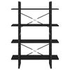 vidaXL Bücherregal 4 Fächer Schwarz 100x30x140 cm Holzwerkstoff