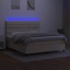 vidaXL Boxspringbett mit Matratze & LED Creme 180x200 cm Stoff