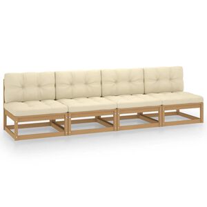 vidaXL 4-Sitzer-Gartensofa mit Kissen Kiefer Massivholz