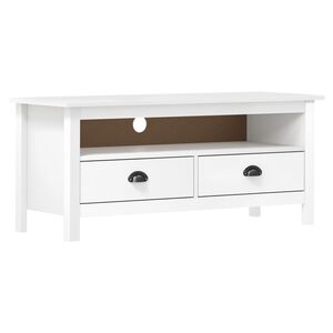 vidaXL TV-Schrank Hill Wei&szlig; 110x40x47 cm Massivholz Kiefer