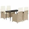 vidaXL 5-tlg. Garten-Essgruppe mit Kissen Beige Poly Rattan