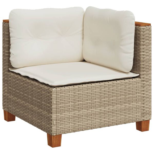 vidaXL 8-tlg. Garten-Sofagarnitur mit Kissen Beige Poly Rattan