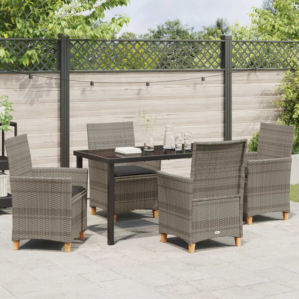 vidaXL Garten Essgruppe 5 pcs Grau Poly-Rattan