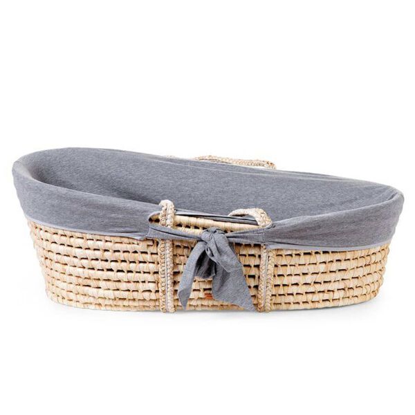 CHILDHOME Moseskorb mit Matratze und Bezug Natur Grau