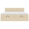 vidaXL Ottoman-Bett mit Matratzen Creme 180x200 cm Stoff