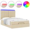 vidaXL Ottoman-Bett mit Matratze & LEDs Creme 140x190 cm Stoff