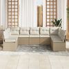 vidaXL Sofa Set mit Kissen 7 pcs Beige Poly Rattan