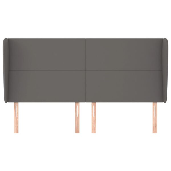 vidaXL Kopfteil mit Ohren Grau 203x23x118/128 cm Kunstleder