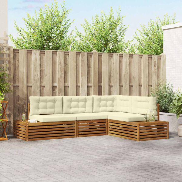 vidaXL Outdoor-Sofagarnitur mit Kissen 4 St&uuml;ck Natur und Creme