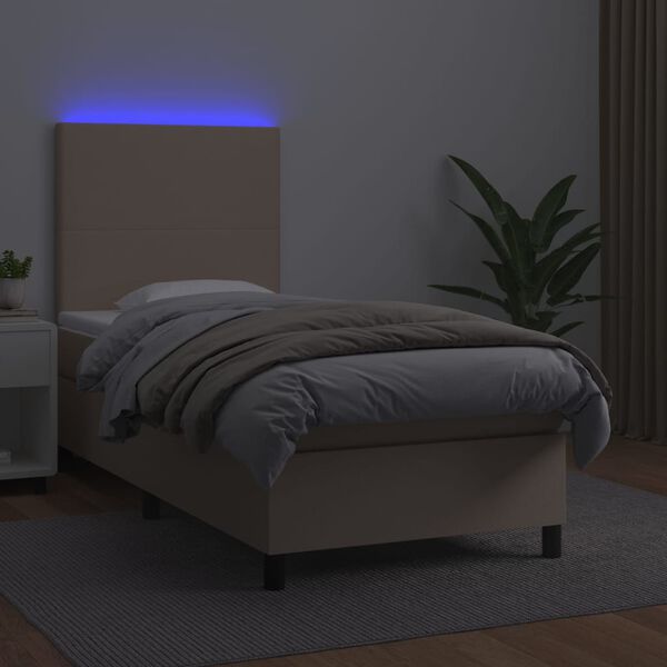 vidaXL Boxspringbett mit Matratze & LED Cappuccino-Braun 100x200cm