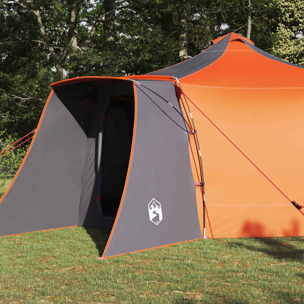 vidaXL Tipi Zelt mit Dach Grau und Orange 492 x 492 x 275 cm Stoff