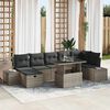 vidaXL Garten-Sofa-Set mit Kissen mit Speicher 8 pcs Grau Poly Rattan