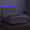 vidaXL Boxspringbett mit Matratze & LED Creme 140x190 cm Stoff