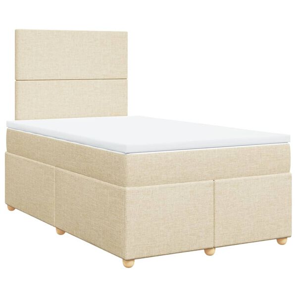 vidaXL Boxspringbett mit Matratze Creme 120x190 cm Stoff