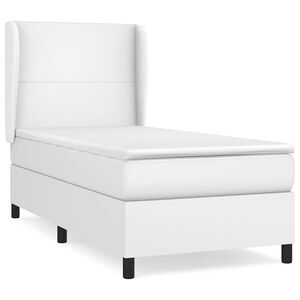 vidaXL Boxspringbett mit Matratze Wei&szlig; 80x200 cm Kunstleder