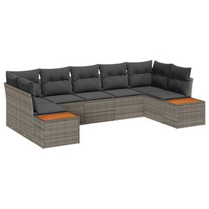 vidaXL Gartensofa-set mit Kissen mit Speicher 7 pcs Grau Polyrattan