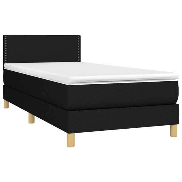 vidaXL Boxspringbett mit Matratze & LED Schwarz 90x200 cm Stoff