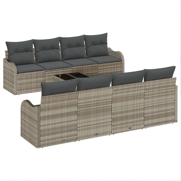 vidaXL Gartensofa-set Hellgrau 55 x 55 x 37 cm Poly-Rattan