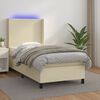 vidaXL Boxspringbett mit Matratze & LED Creme 80x200 cm Kunstleder