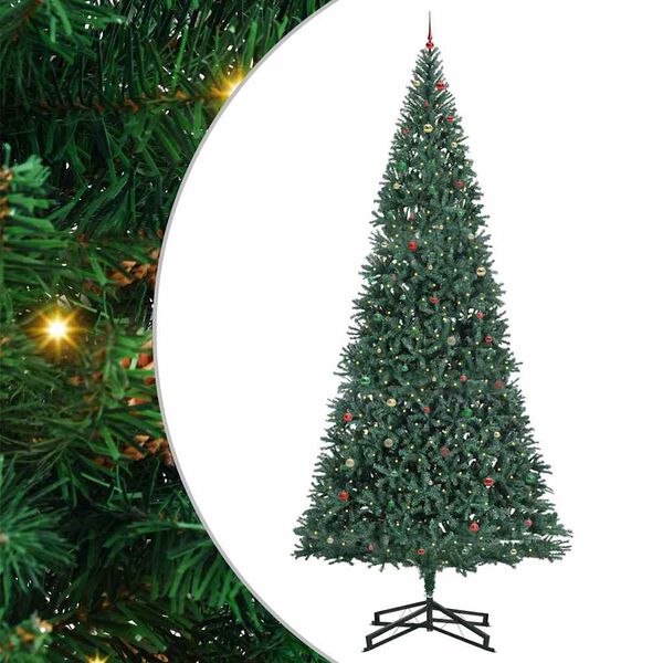 vidaXL K&uuml;nstlicher vorbeleuchteter Weihnachtsbaum mit Kugelset 500 cm