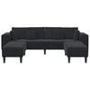 vidaXL Sofa mit Kissen 3 pcs Schwarz Samt